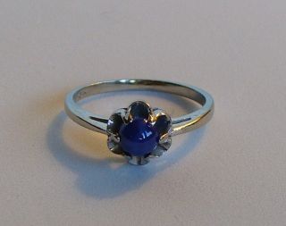 Vintage 10K White Gold and Blue Star Sapphire Ring