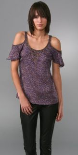 Charlotte Ronson Draped Top with Cutout Sleeves