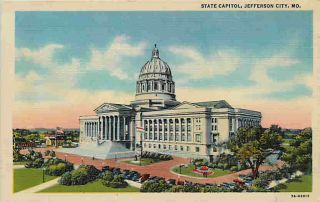 Jefferson City Missouri MO 1937 New State Capitol Vintage Linen
