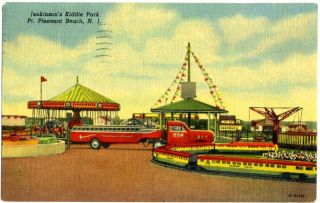 Jenkinsons Kiddie Park Point Pleasant NJ Scarce Linen Postcard