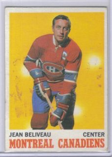 1970 71 Topps Jean Beliveau 55 Montreal Canadiens