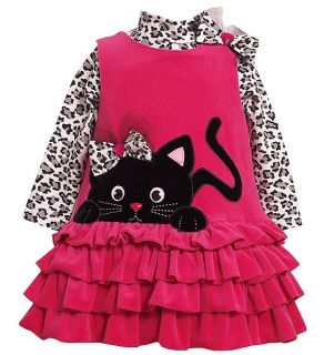 New Girls Bonnie Jean Sz 2T Pink Grey Leopard Cat Jumper Dress