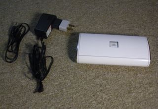 JBL on Tour Portable Speaker w AC Adapter Audio Cable White