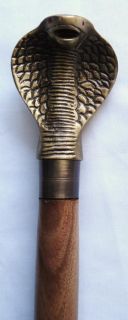 Antiqued Solid Brass Cobra Head Cane Walking Stick 36