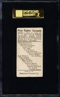 1909 E75 American Caramel Co Jim Jeffries SGC 40