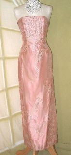Jessica McClintock Peach Tapestry Rose Dress Gown Size 3