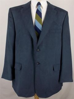 50 R Jeffrey Banks MEDIUM BLUE POLY SUEDE 2 Bt sport coat jacket suit