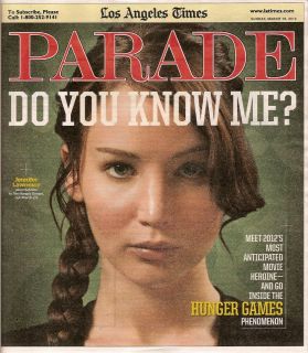 Parade Newspaper Insert, Jennifer Lawrence,HUNGER GAMES,March 18, 2012