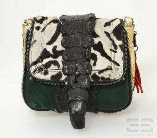 Jerome Dreyfuss Multicolor Leather Calf Hair Python Crocodile Henri
