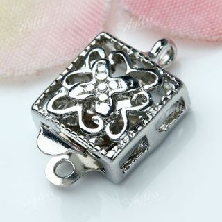  Square Filigree Box Clasp Hook Jewelry Making Bail Bead Finding