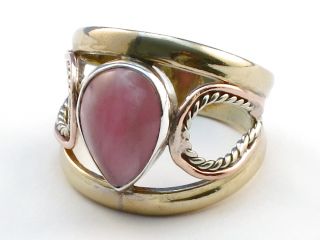 Jewelry Store Pink Rhodocrosite 925 Sterling Silver Ring Size 9