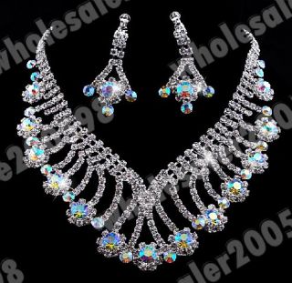 Wholesale 12x Bridal Prom Jewelry Set 12style Crystal Necklace