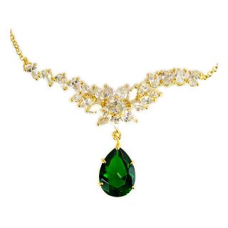 Jewelry Set Jewellery Pear Green Emerald Pendant Earrings Necklace