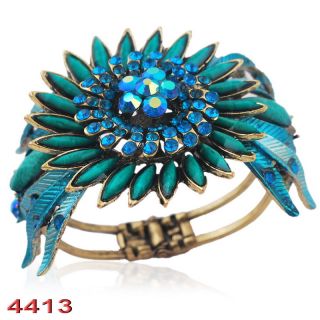 Fashion Jewelry Sunflower Bracelet Alloy Inlay Rhinestone Plating