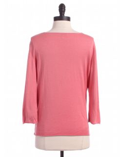 Jill Solid 3 4 Sleeve Sweater Sz M Top Pink Knit Shirt