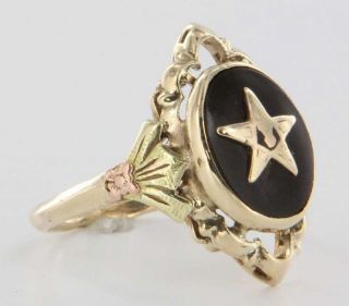   Masonic Eastern Star Yellow Rose Gold Ring Fraternal Jewelry Sz 7 25