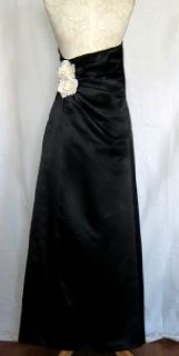 Jessica McClintock Black Satin Ivory Flower Dress 6