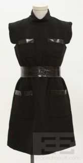 Jill Stuart Collection Black Mock Neck Belted Suvi Dress Size 4 New