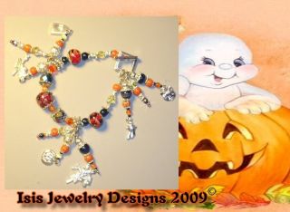 Isis Jewelry Design Lampwork Halloween Charms Bracelet Made w