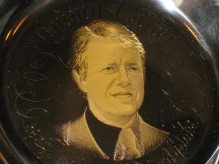 Jimmy Carter RARE Sterling Silver Ed Franklin Mint Plate w 24KT Gold