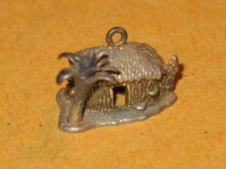 Cute Vintage Sterling Grass Hut with Palm Tree Charm