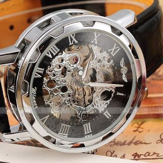  Transparent Mechanical Stainless Steel Case Classic Wrist Watch