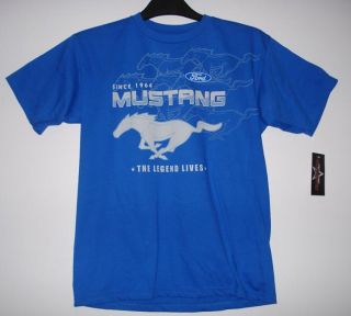 XL JH Design Ford Mustang Blue Racing Screen Printed T Shirt XL