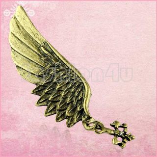 Vintage Style Unisex Bronze Angel Wing Brooch Pins Badge