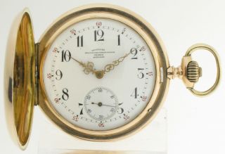  Deutsche Präcisions Uhren Fabrik Urania München Taschenuhr in 14ct Gold 112g