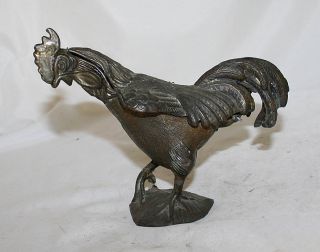French Antique Inkwell Box Bronze Rooster France Circa 1920s