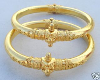Vintage Antique Solid 22 Carat Gold Bracelet Bangle Pair Rajasthan