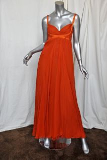 Max Mara Tangerine Silk Chiffon Long Goddess Gown Formal Evening Dress