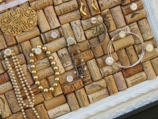 Wall Hung Jewelry Storage Organizer made from Used Wine Cork Board in