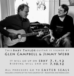 SIGNED BY GLEN CAMPBELL AND JIMMY WEBB ~ BABY TAYLOR GUITAR FOR EASTER