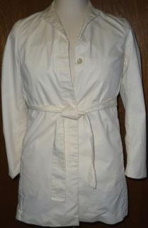 Banana Republic Ivory Long Belted Button Front Duster Jacket Blazer