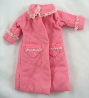 Vintage 1960s Barbie Fashion Doll Pink Quilted White Lace Bathrobe