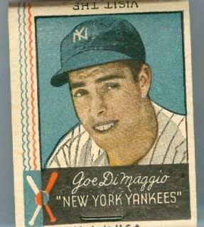 Joe DiMaggio Unused Matchbook White Bat Version