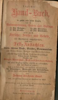 Rare Book Johann Friedrich Stark German Gebet Buch devotions hymns