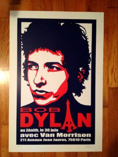 Bob Dylan Van Morrison Paris France 98 Concert Poster Signed by Artist