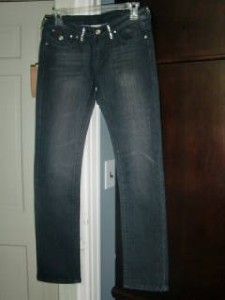 New True Religion Joey Black Wash Rinestone Straight Leg Denim Jeans