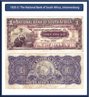  £1 National Bank of South Africa Johannesburg Beautiful Note