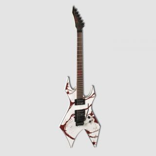 The BC RICH Joey Jordison Warlock II Electric Guitar White With Blood