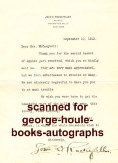 John D Rockefeller Letter Envelope 1923 Apples