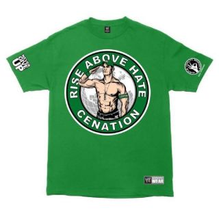 John Cena Salute The Cenation Rise Above Hate Green WWE Authentic T Shirt  
