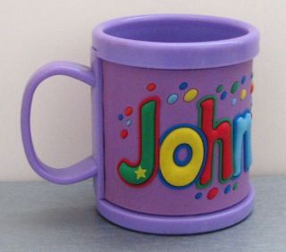 UNUSED John Hinde my name JOHN personalized MUG cup boy child 3 years old up  
