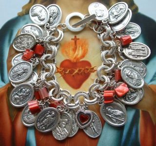 New 33 Religious Catholic St Jude Patrick John Francis Medals Charm Bracelet  