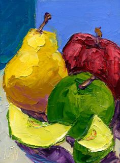 Pears Apples Still Life Fruit Art Expression Art Oil Painting Palette Knives Ken  