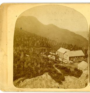 Summit House and Chin from Nose MT Mansfield Stowe Vermont VT Stereoview  