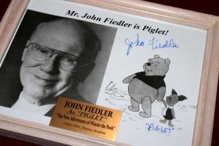 WINNIE The POOH Original Animation Cel DISNEY Seal Signed JOHN FIEDLER Frame  