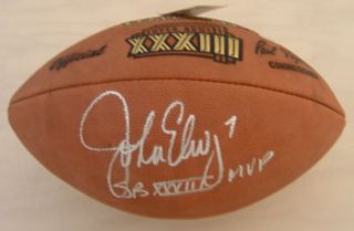 John Elway Autographed Signed Super Bowl XXXIII Football w MVP Insc  